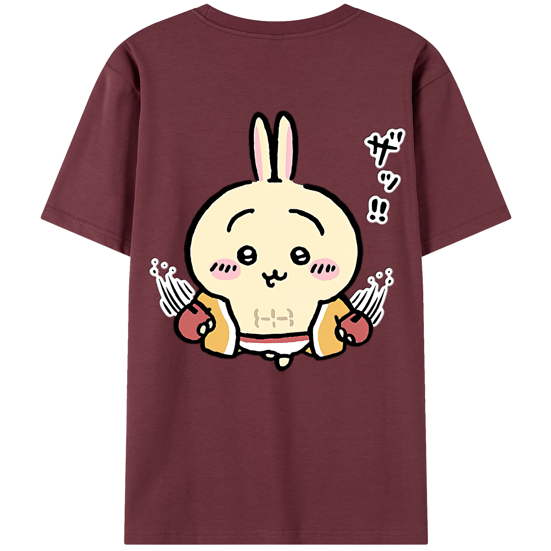 （画像用） ちいかわ うさぎ Chii-kawa usagi 綿100％半袖Tシャツ（背面プリント）